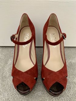 Michael Kors Maroon Platform Strap Pump