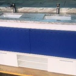 Bathroom Vanity / 72 Inch / Custom Granite / FAUCET SETS INCLUDED / Miami Modern / All New