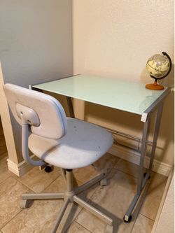 Glass desk and chair