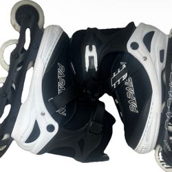PAPAISON Adjustable Inline Skates Youth Size 4–7 Unisex Black White