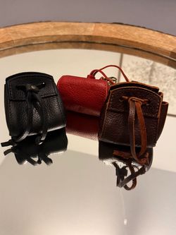 Portland leather pixie pouch Red Black and brown