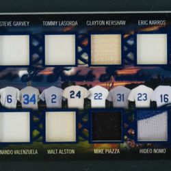 VALENZUELA KERSHAW LASORDA PIZZA 8X /35 SP 2020 LEAF ITG GAME USED BASEBALL CARD