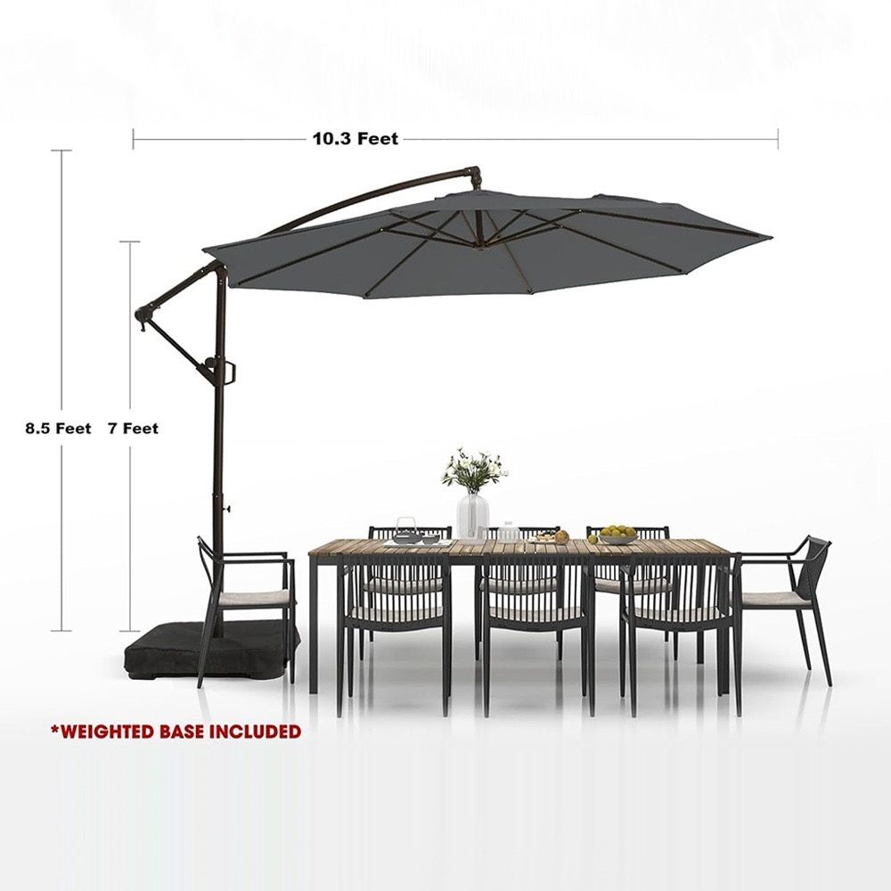 10ft Outdoor Patio Cantilever Umbrella With Base