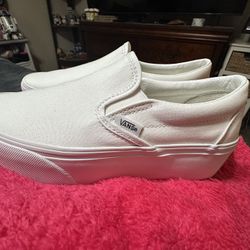 Vans White Classic Slip-On Stackform Skate Shoe