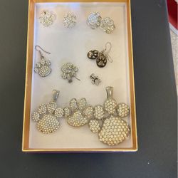 Paws Earrings And Necklace Pendants