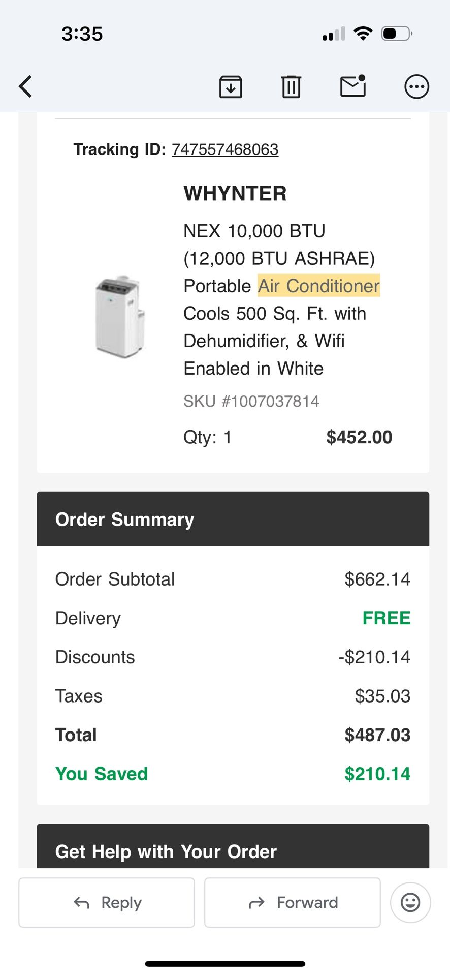 Portable AC “Whynter”