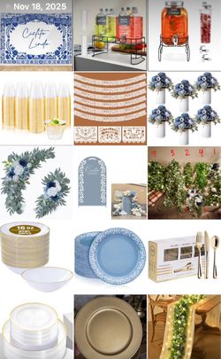 LOT 75+ Piece Cielito Lindo Small Wedding / Shower Decorations Dusty Blue Decoraciones Boda Azul