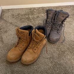 Size 11 Woman’s Steel toe Boots Cat & Timberland