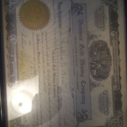 Antique Alaska gold mining stalk certificate 1931