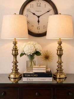 Vintage Pair Brass Lamps