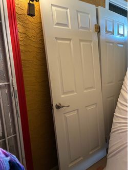 2 BEAUTIFUL WHITE DOORS SOLID WOOD $160 EACH AND ONE REGULAR DOOR FOR $40