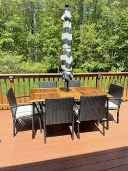 Long Dining Table Only..With Unbrella Pre Cut Center 