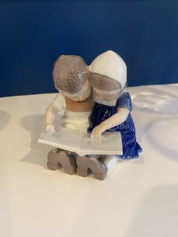 Bing and Grondahl porcelain figurine boy and girl reading