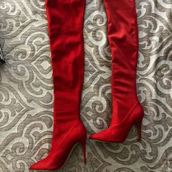 Red Steve Madden Thigh High Boots 