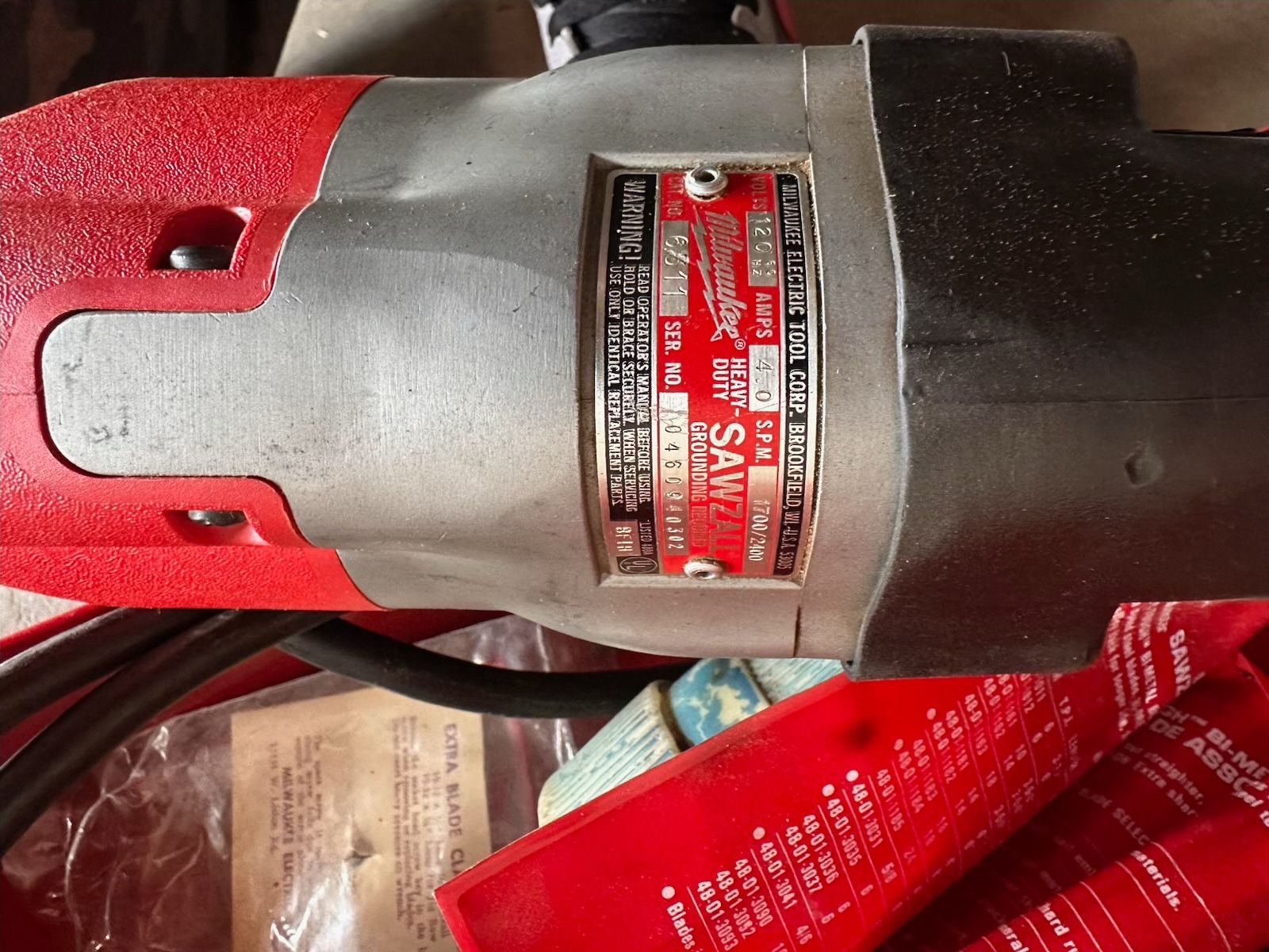 Electric Sawzall Milwaukee vintage