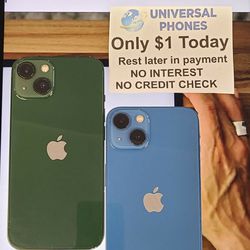 Apple IPhone 13 128gb   UNLOCKED . NO CREDIT CHECK $1 DOWN PAYMENT OPTION  3 Months Warranty * 30 Days Return *