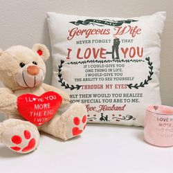 Funny Gift Set I love you for Her,Christmas Valentine's Day Birthday.Teddy bear,Pink mug,Pillow