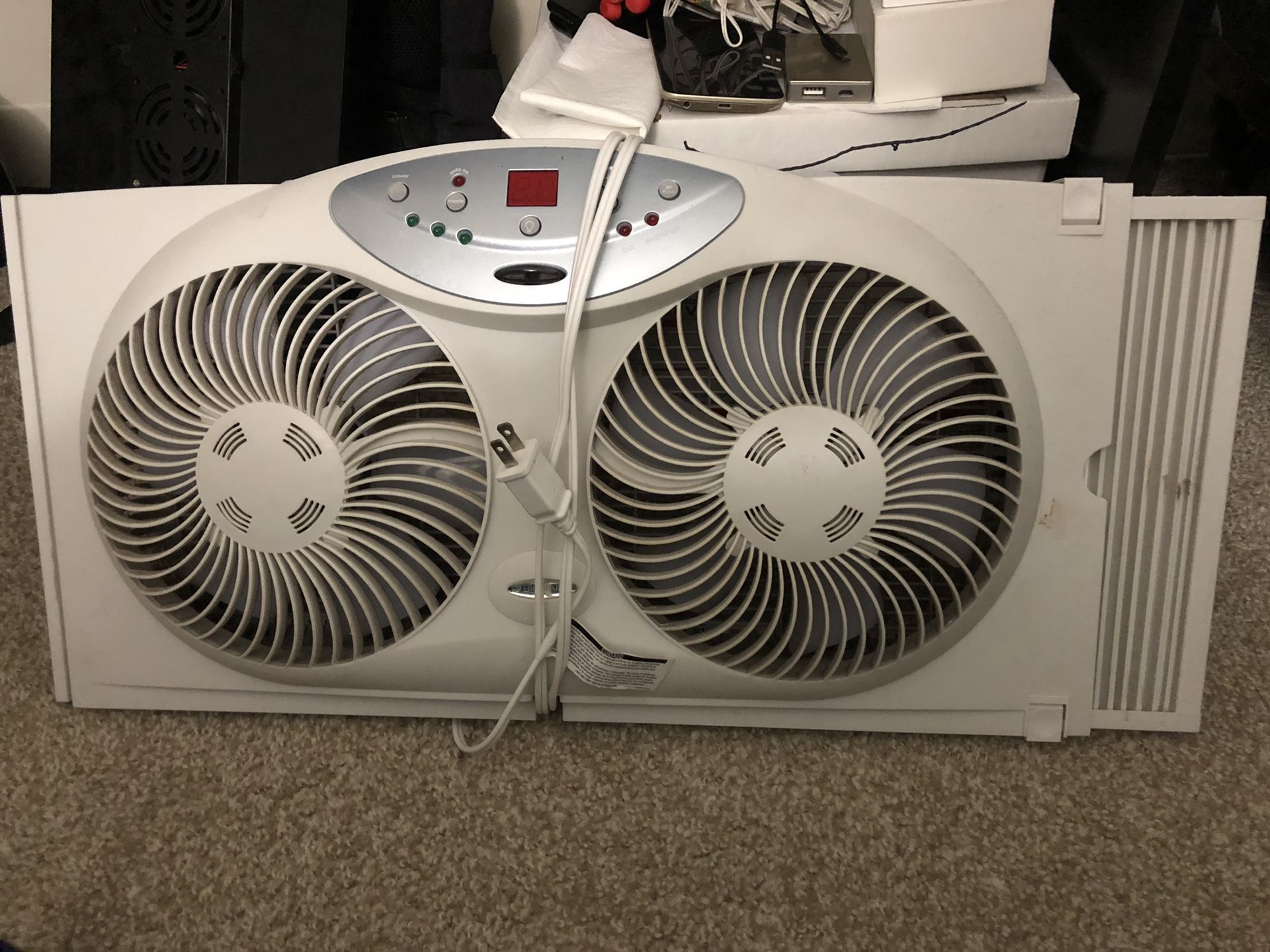Bionair window fan with reversible airflow.