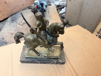 Brass Knight on Horseback Figurine