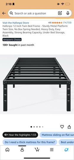 Hafenpo 12” Twin Metal Platform Bed Frame – Like New