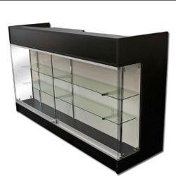 Black Glass Display Case with Counter