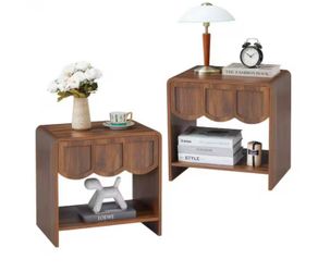 Set of 2 bedside tables with wavy pattern new