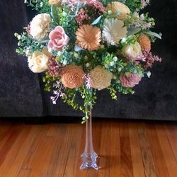 Centerpieces Made With Wood Flowers