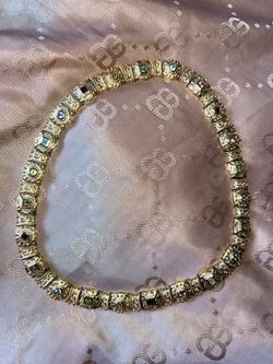Rare Vintage Gold Over 925 Sterling Silver Multi Gemstone Necklace 