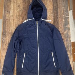 Uniqlo XS Blue Windbreaker Full Zip Hoodie, Lightweight, Pockets 