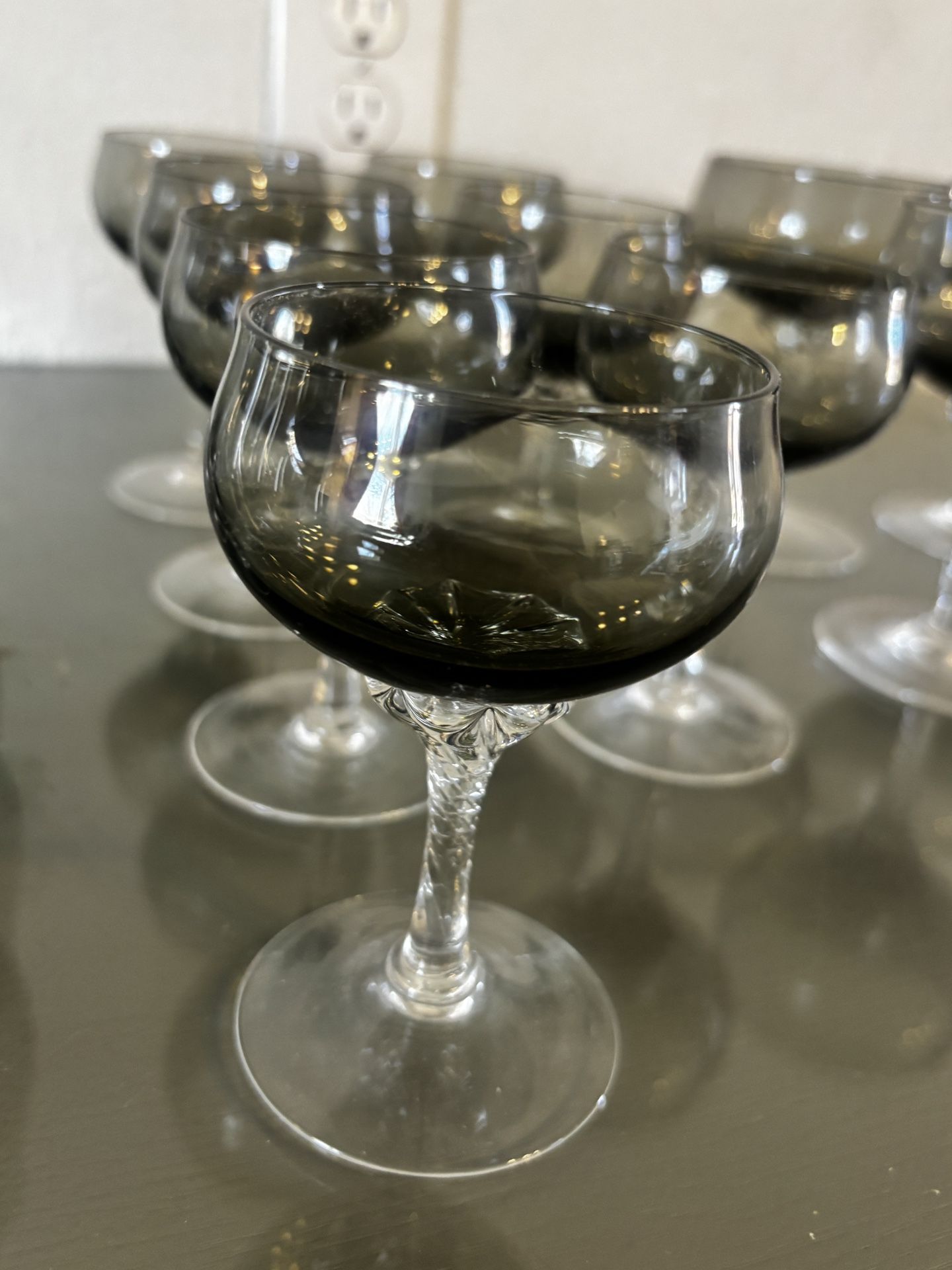 Sasaki Coronation Smoke Grey Hand Blown Crystal Glasses