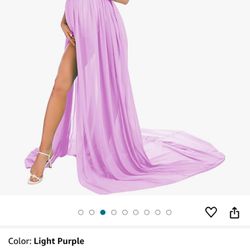 Long Purple Maternity Dress 