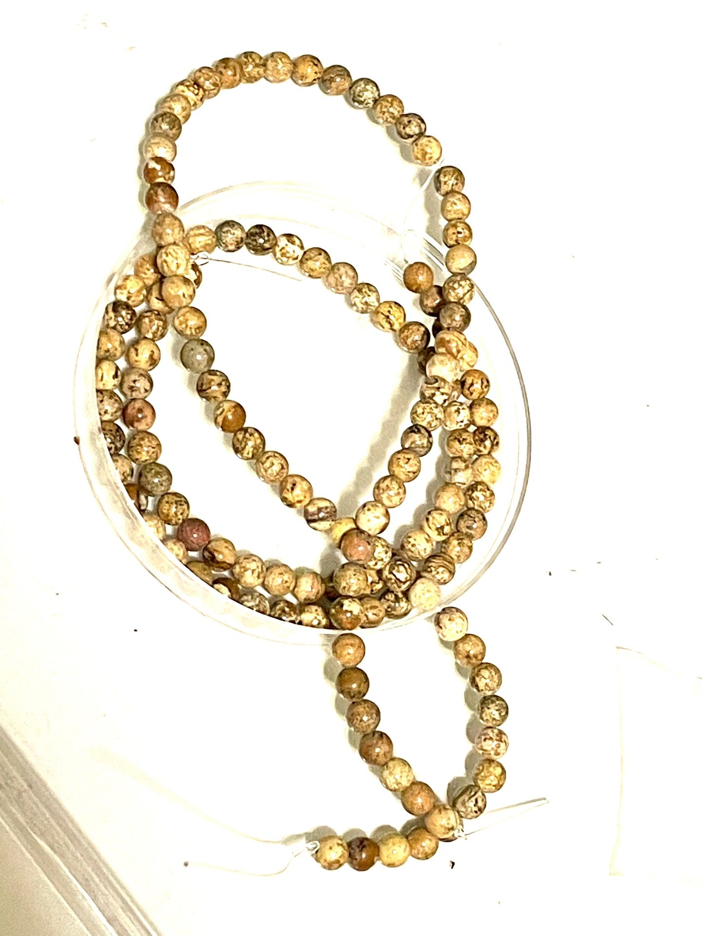 16” Strand Of Picture Jasper Beads 
