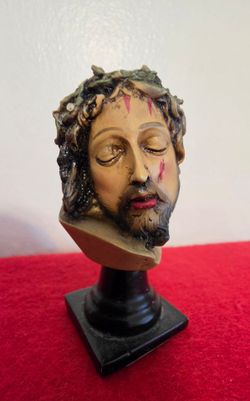 Small Hand-Painted Resin Bust of the Holy Christ of Limpias,3.5" H.