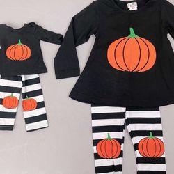 NWT Mia Belle Girls Pumpkin Tunic & Legging Set/Doll Clothes Set Sz. S 6-7y