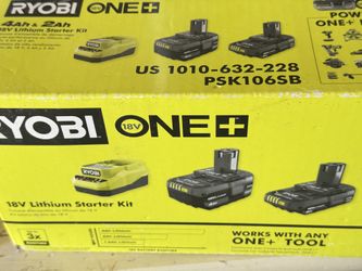 (2)  4a & 2a Ryobi brand battery & charger brand new 18V