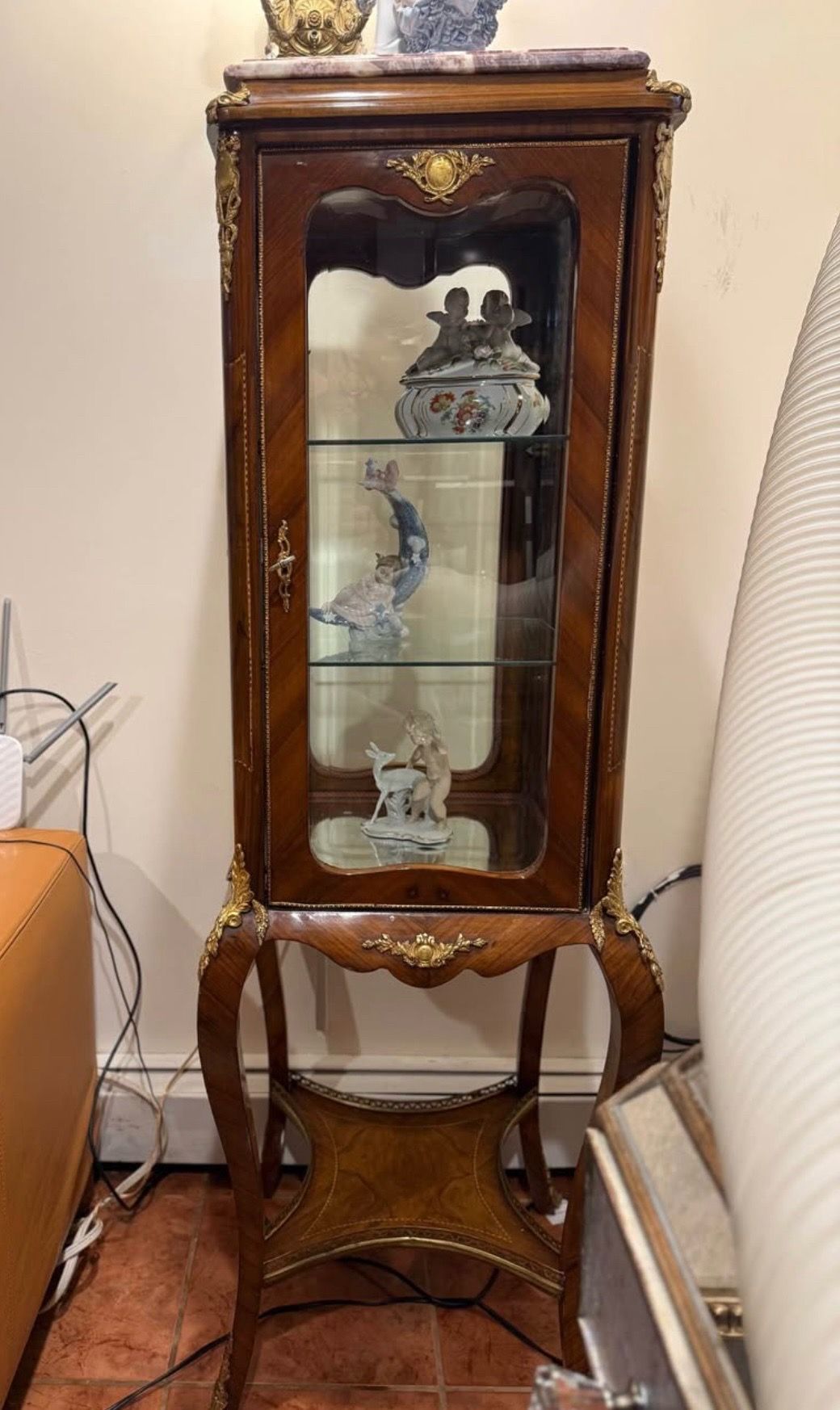 Elegant Unique Antique Display Cabinet crystal door