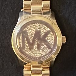 Michael Kors Gold Stainless Steel Watch & Gold Matching Bracelet 