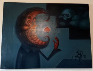 Surreal Original Painting “Having A Night Cap”