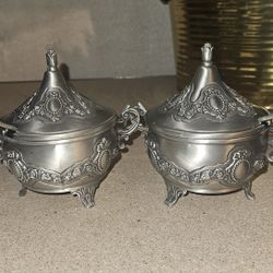 Silver Cream And Sugar Pots