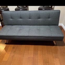 Hawthorne Collections Multi-Functional Fabric Upholstered Button Tufted Convertible Sleeper Sofa in Charcoal