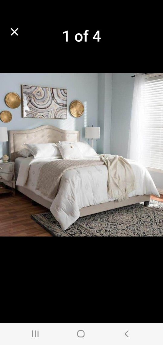 Beige Fabric Upholstered Full Bed(New In A Box)