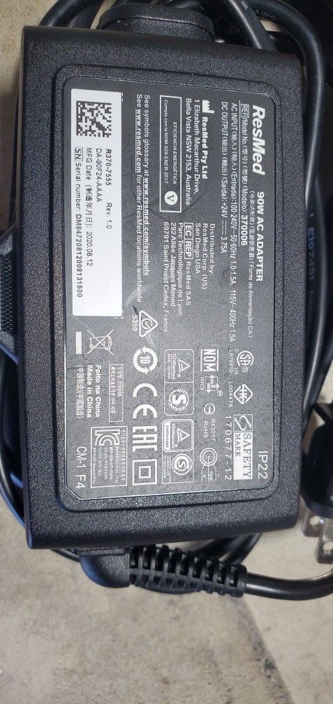 External 90 Watt Power Supply for ResMed S9™ Series CPAP and BiPAP Machines