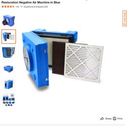 1/3 HP 2.5 Amp HEPA Air Scrubber Purifier for Water Damage Restoration Negative Air Machine in Blue