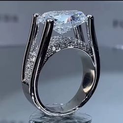 3.5Ct Oval Cut Lab Created Diamond TensionSet Solid 14k White gold plated Size 6 , 7 , 8 , 9 , 10