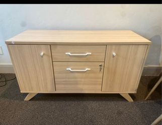 FIRE SALE!! Mid-Century modern TV stand/credenza with locking cabinet (doubles as office cabinet)