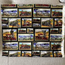 Dan Morris Railroad Pictured Fabric. 46”x74”