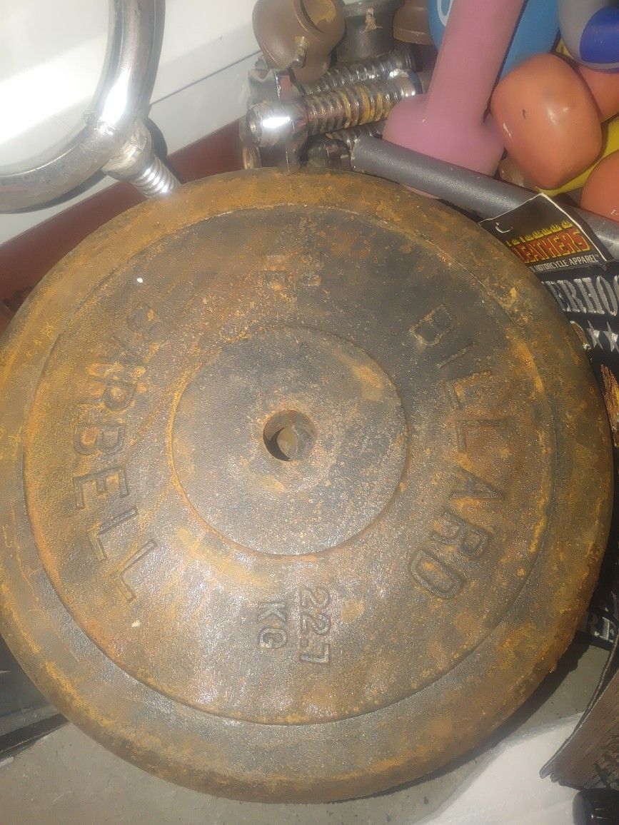 4×50lb 1" Iron Plates Vintage