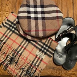 Burberry Scarf, Hat & Sandals-Barely Used
