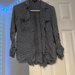 Grey Flowy Jean Jacket