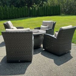  Agio Vermont 5 Piece Fire Chat Set & Umbrella 